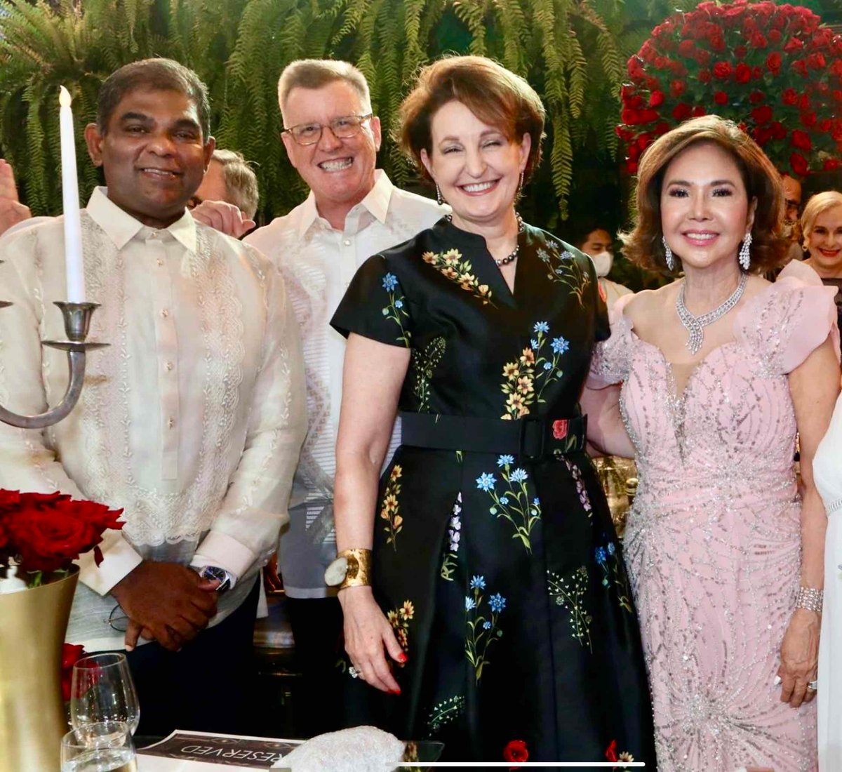 Malaysian Ambassador Abdul Malik Melklvin Castelino, Aubrey Carlson, US Ambassador MaryKay Carlson with Consul General of Monaco Fortune Ledesma.